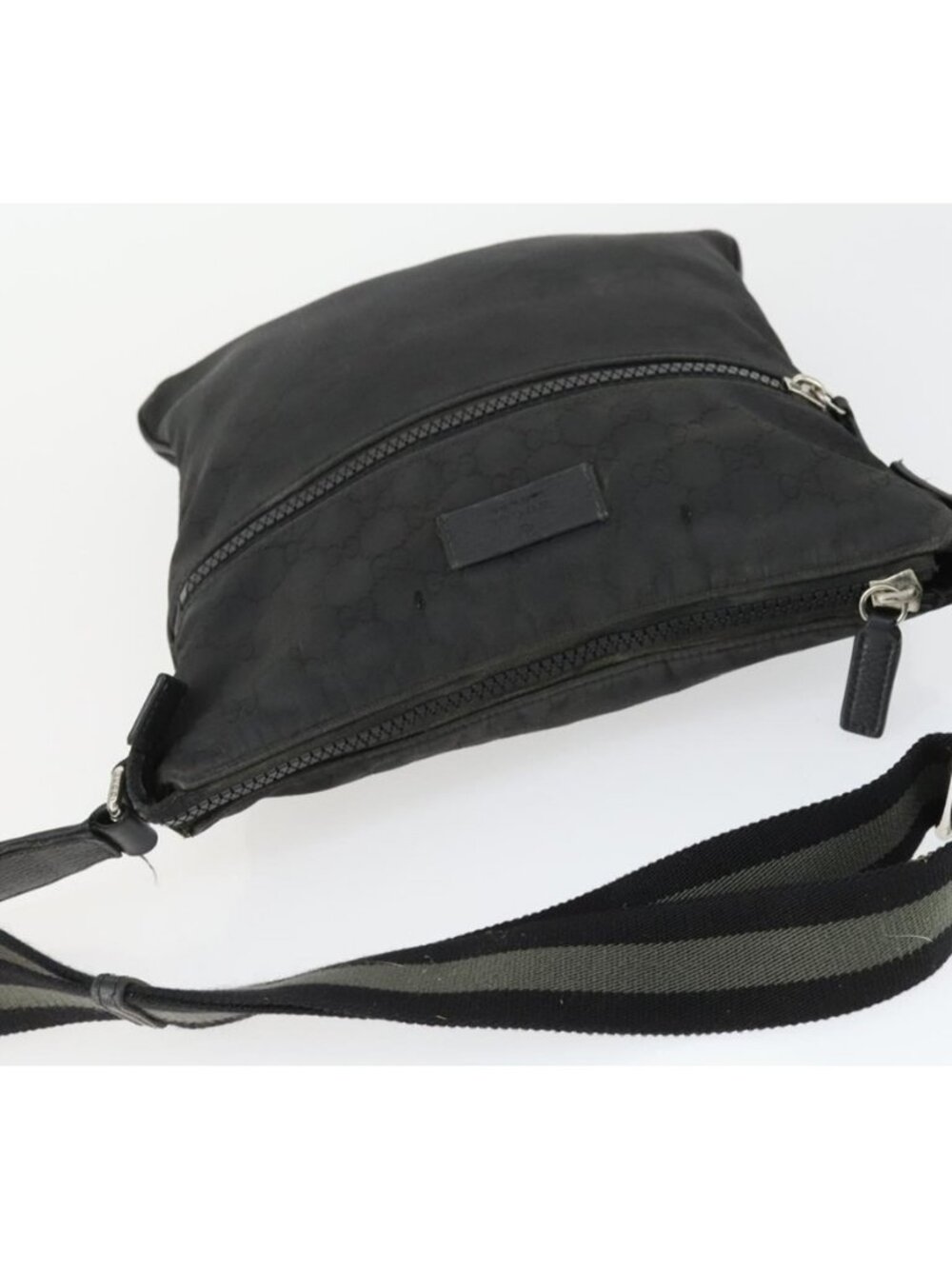 Authentic GUCCI GG Canvas Shoulder Bag Nylon Black Silver 449184 - Picture 6 of 16